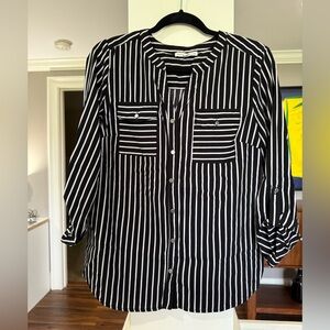 Black & White Vertical Stripe Blouse